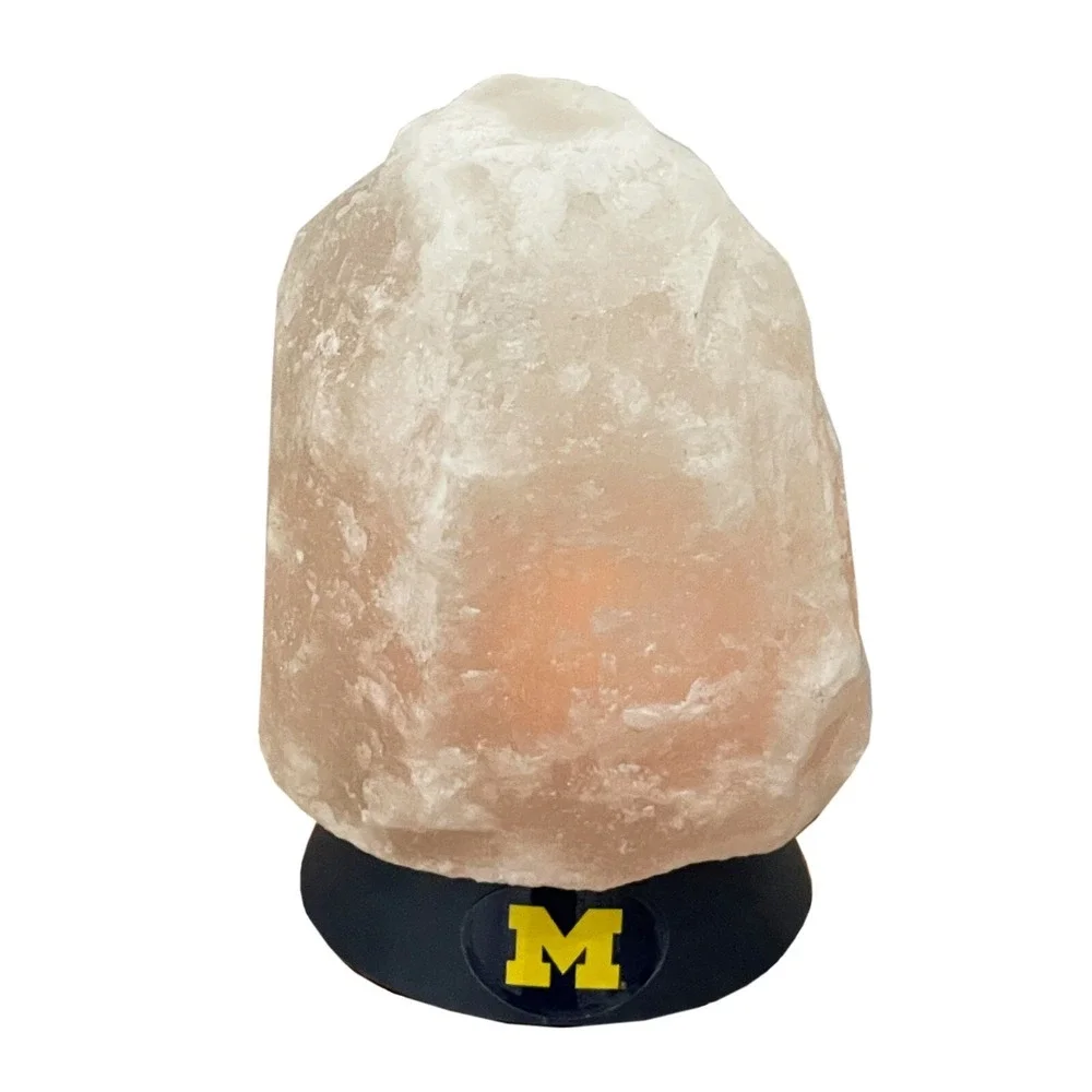 Michigan Wolverines Himalayan Salt Rock Lamp Dimmer Control Lights Up UofM